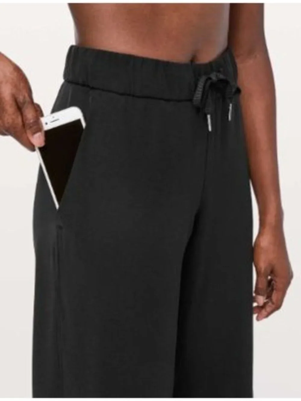 Lululemon On the Fly Pant Woven 7/8, Wide Leg Cropped, Black Size 12